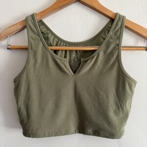 KLASSY NETWORK | Olive Green Cropped Notch Collar Brami Top | Medium